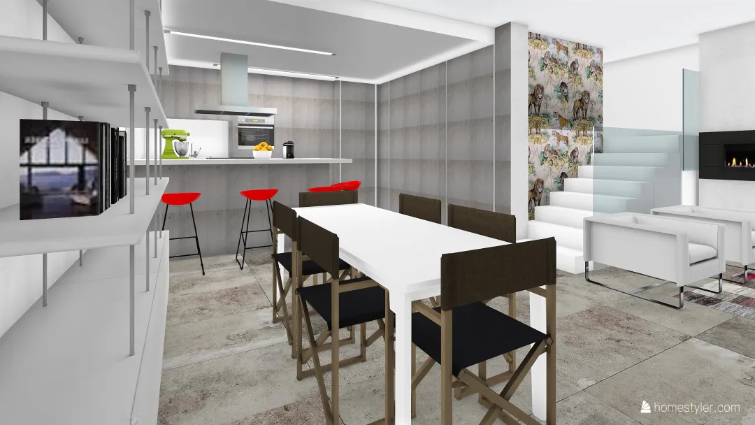 martina due piani cucina bianca 3d design renderings