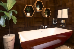 The Wooden Bathroom Design Rendering