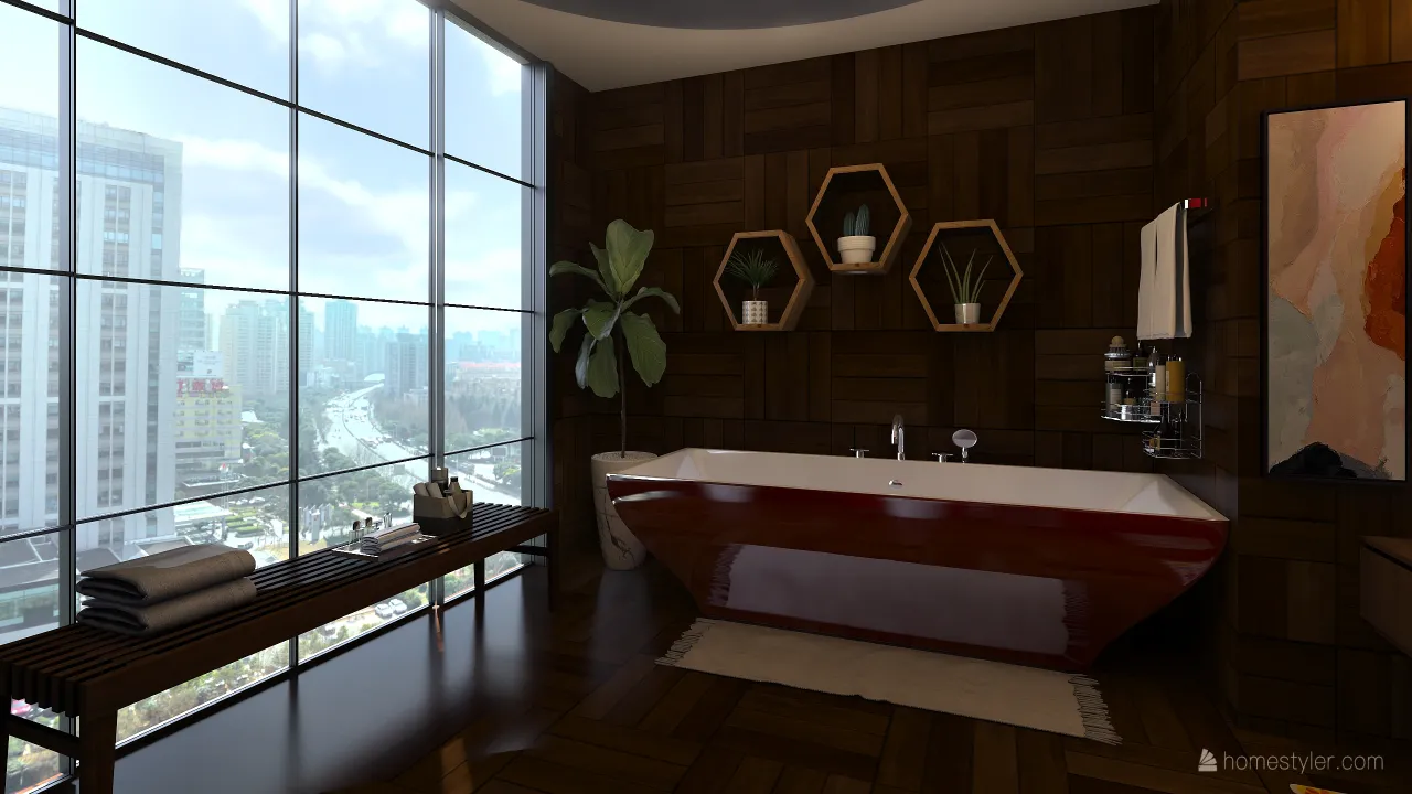 The Wooden Bathroom 3d design renderings