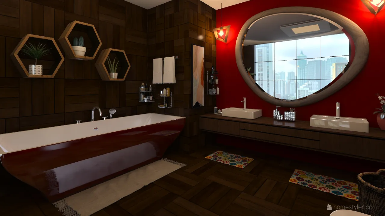 The Wooden Bathroom 3d design renderings
