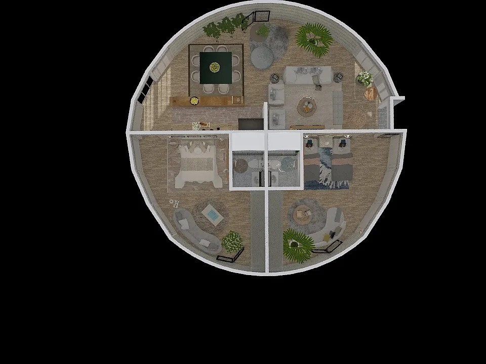 circular floor plan 3d design renderings