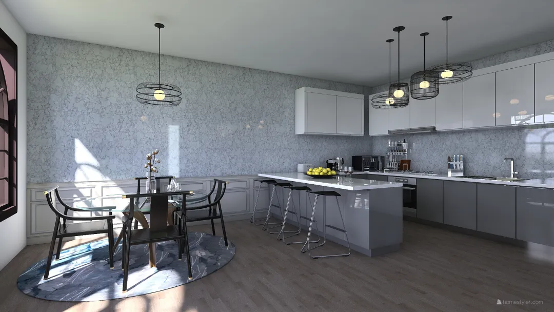 White Kitchen 3d design renderings