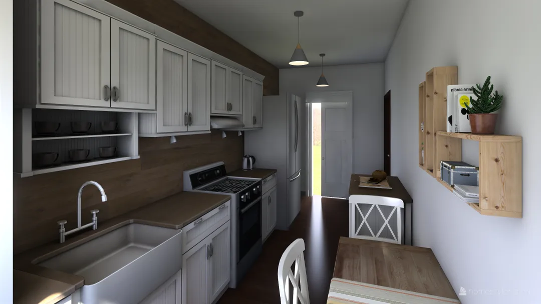 Кухня. Длинная 3d design renderings