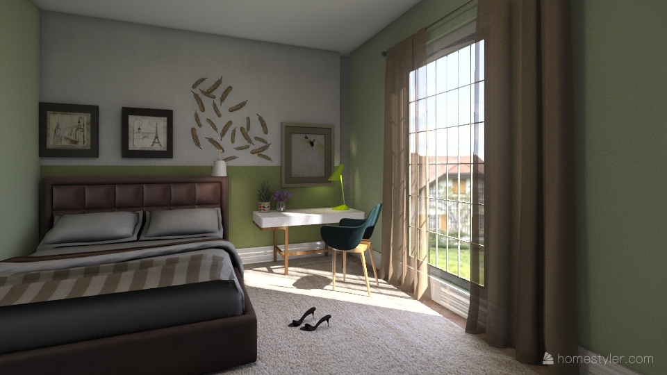 Dormitório despojado 3d design renderings