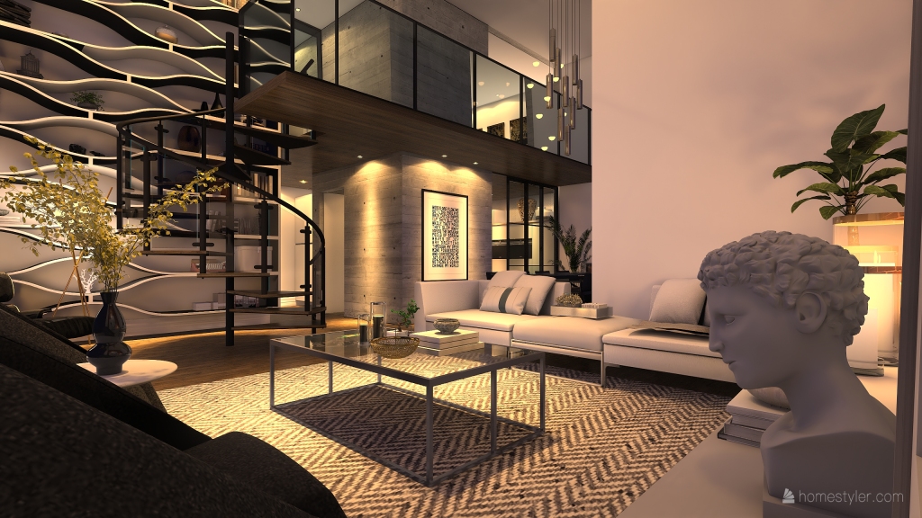 Loft integrato 3d design renderings