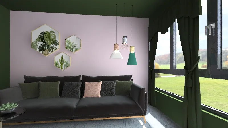 zeleno-roze 3d design renderings
