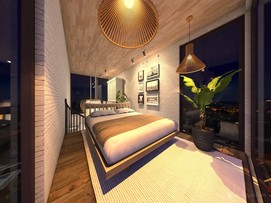 Salón - comedor - cocina y dormitorio1º planta 3d design renderings