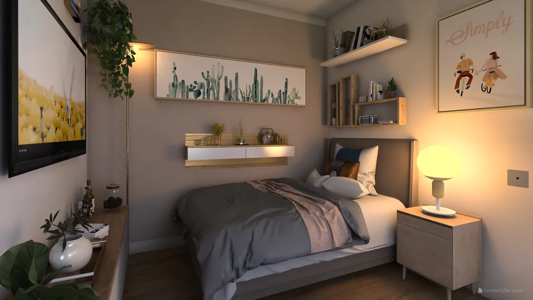 Stylish Girly Dorm 3d design renderings