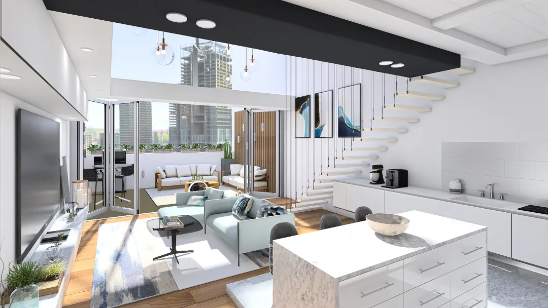Duplex in the city 3d design renderings