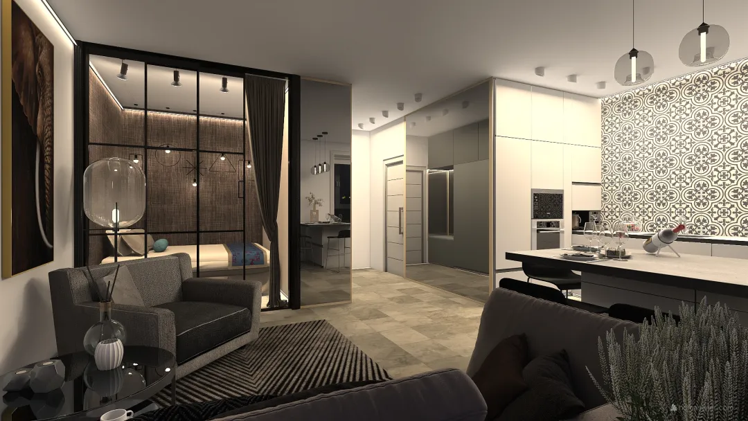 1 bedroom appart 3d design renderings