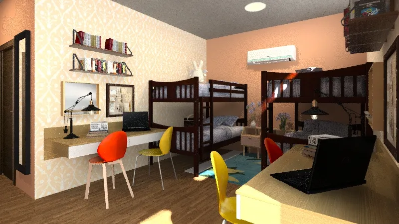 Girl's Dorm 3d design renderings
