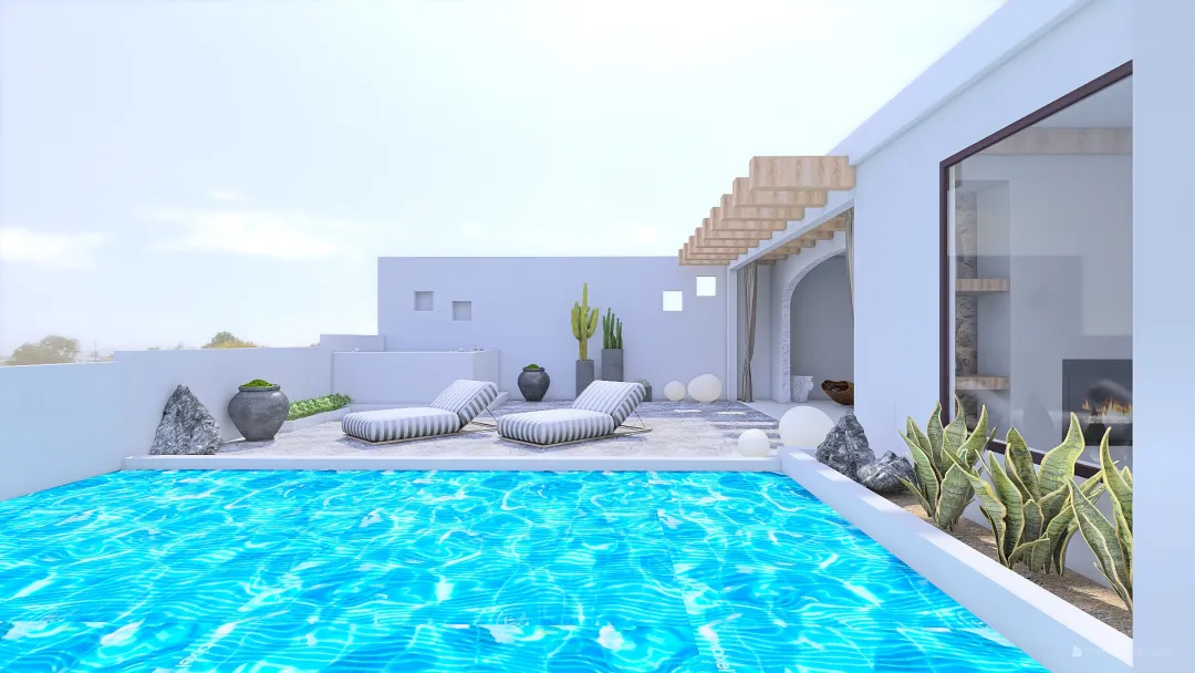 mykonos villa 3d design renderings