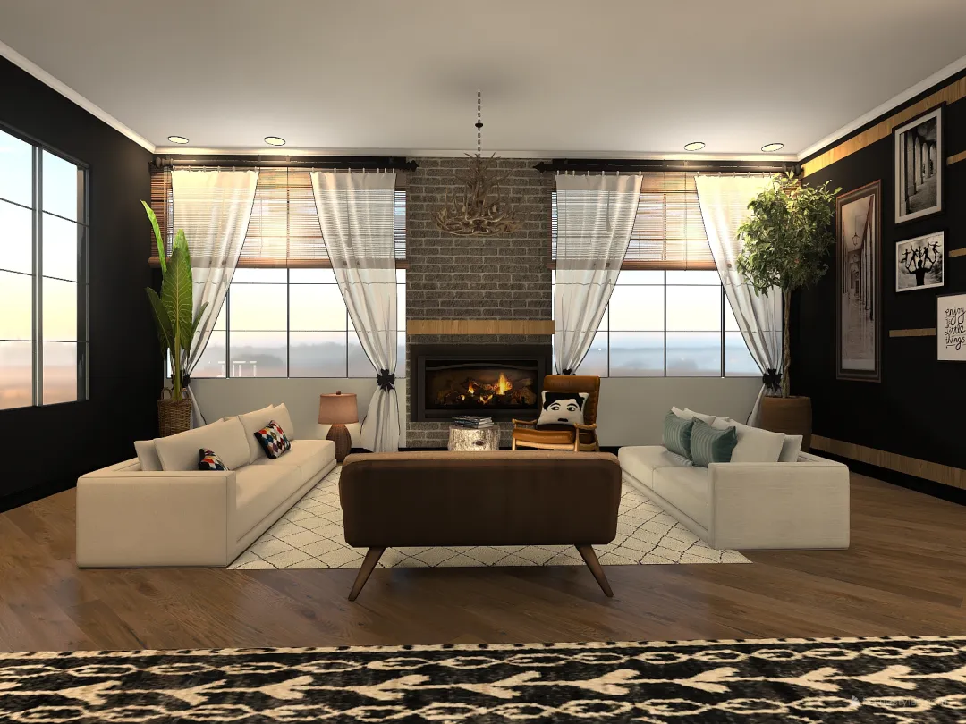 Boho urban cozy home 3d design renderings