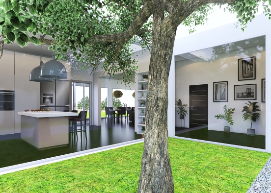 Countryside Modern with courtyard Design Rendering