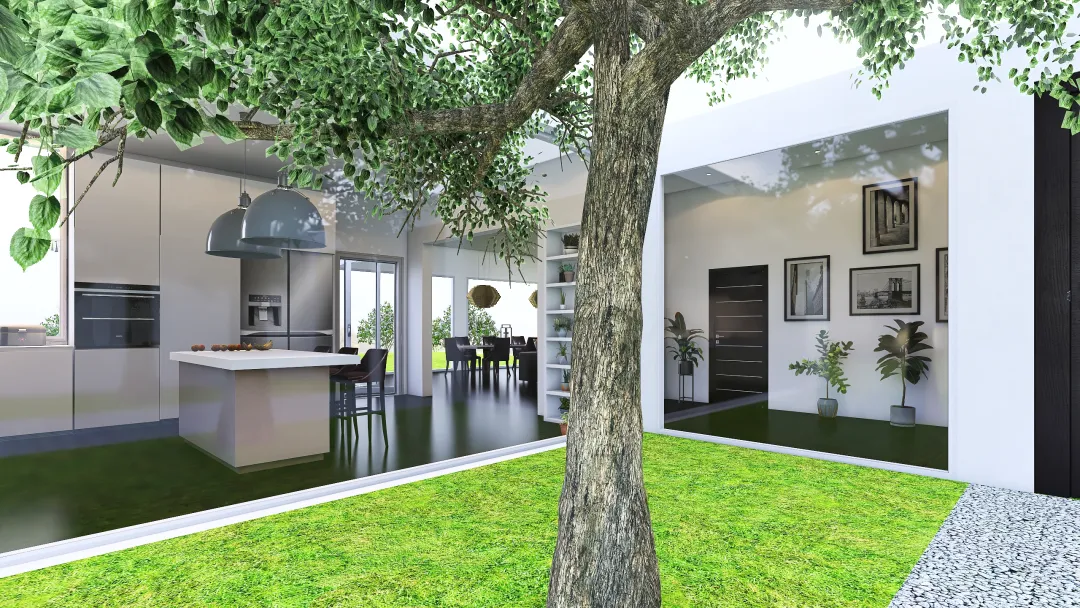 Countryside Modern with courtyard 3d design renderings