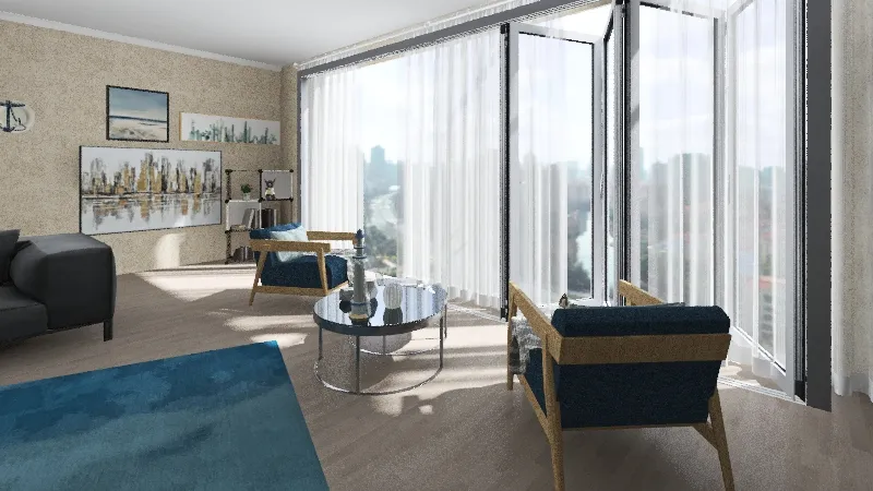 oturma odası  + mutfak 3d design renderings