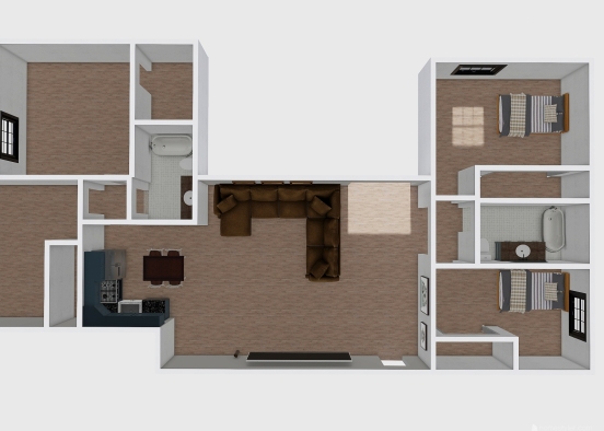 4 bedrooms square Design Rendering