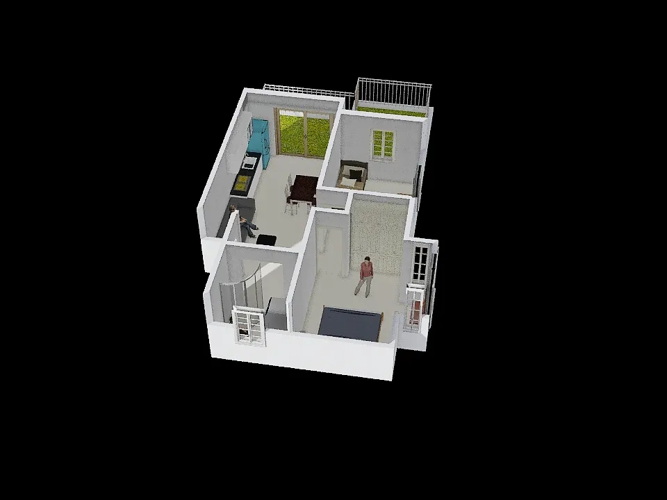 מטבח ליד המרפסת 3d design renderings