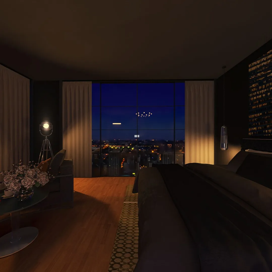 New York hotel bedroom 3d design renderings