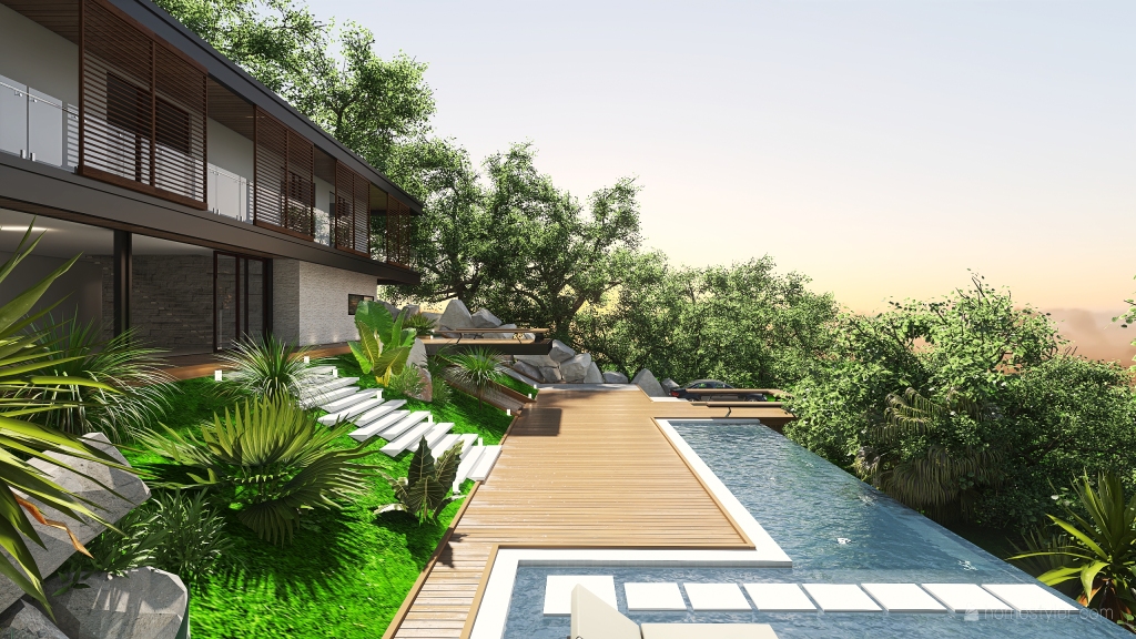 Contemporary Bohemian TropicalTheme WoodTones Beige Unnamed space 3d design renderings