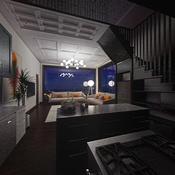Chic Apt. with a loft 3d design renderings