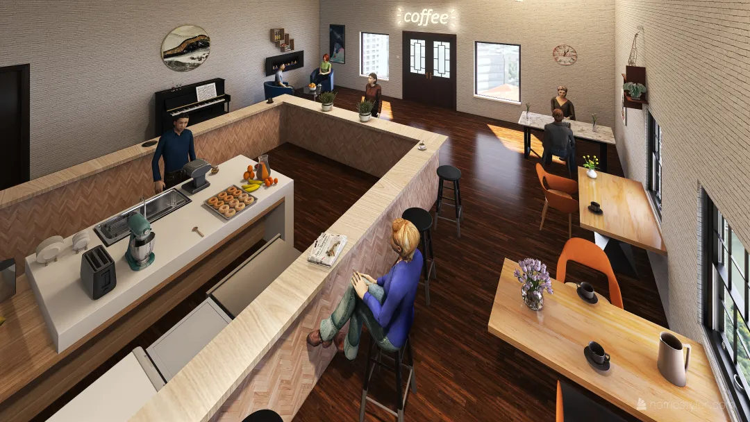 Coffee shop 3d design renderings