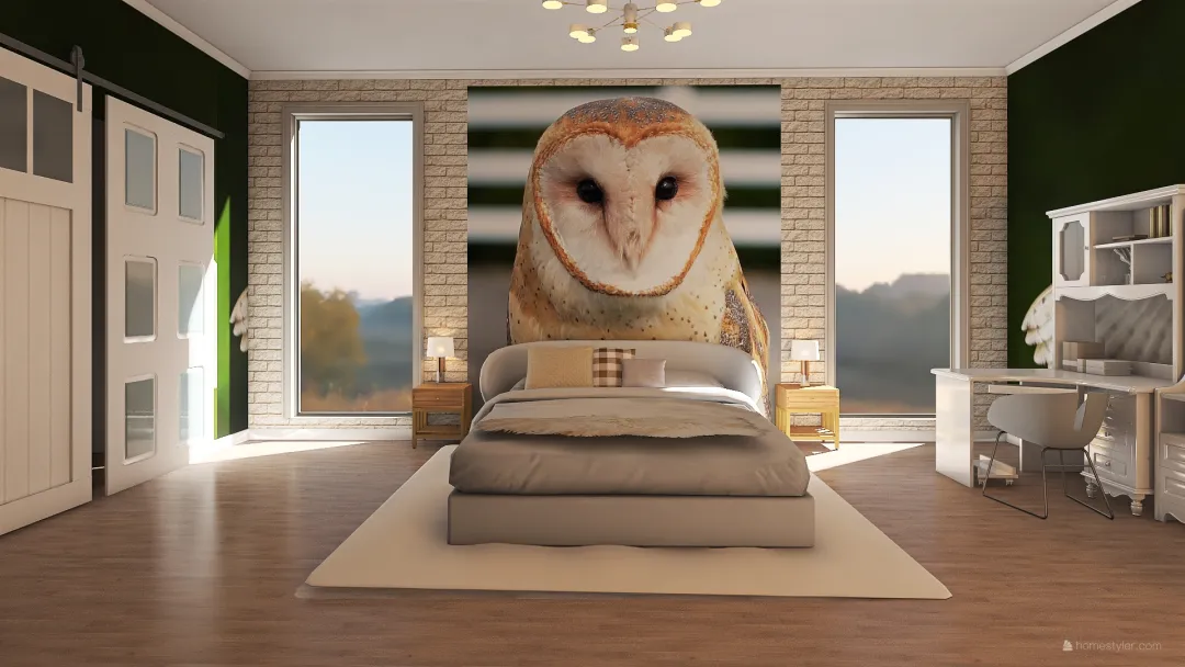 Barn owl bedroom 3d design renderings