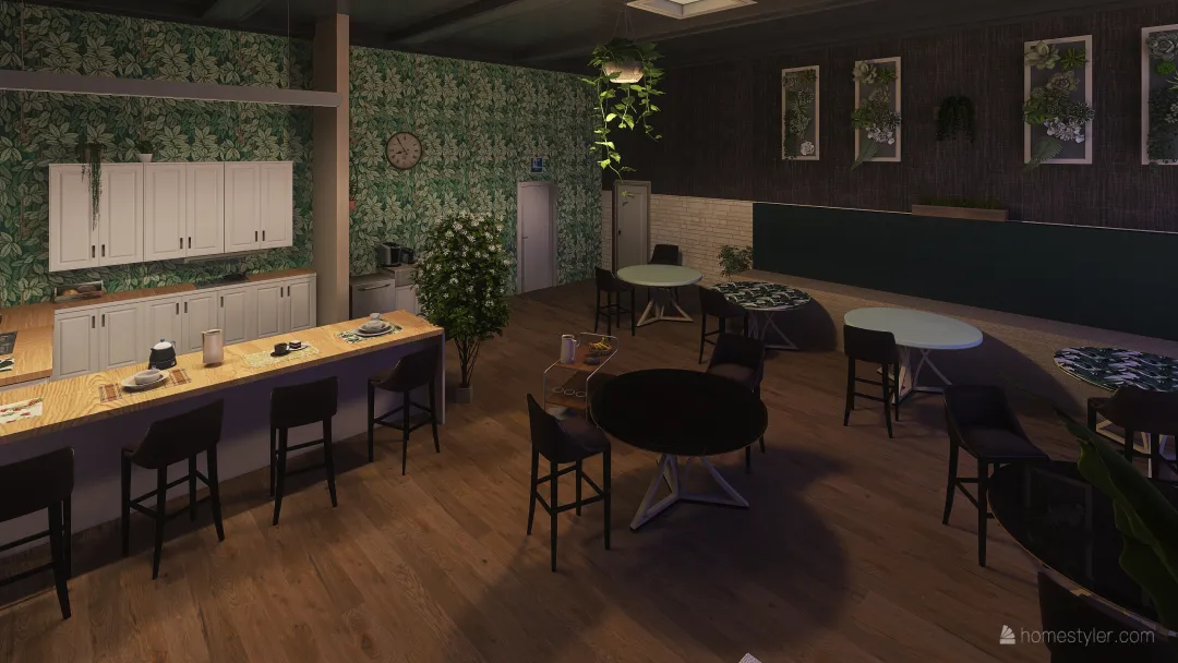 Greenforest cafe 3d design renderings