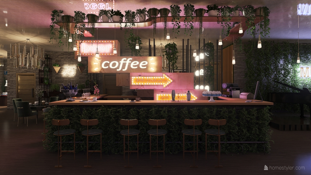 кафе 3d design renderings