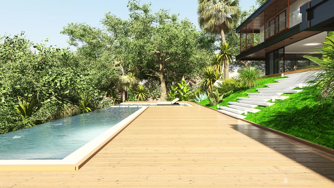 Contemporary Bohemian TropicalTheme Sri Lanka WoodTones Beige 3d design renderings