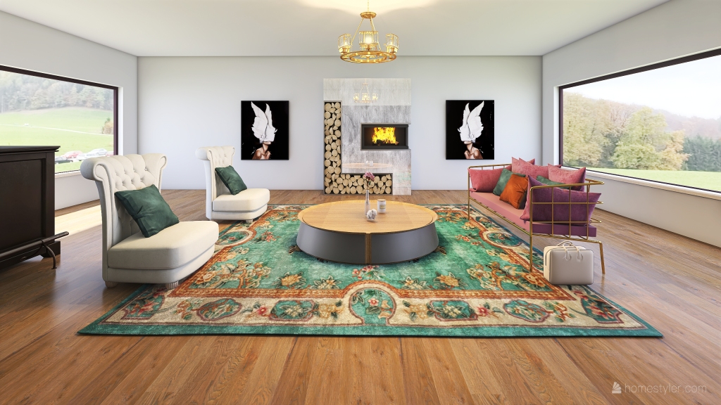Crystal living room 3d design renderings
