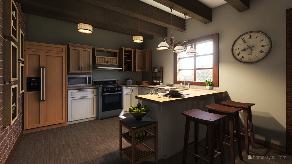 Cocina Rustica 3d design renderings