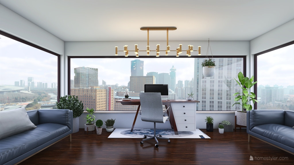 Blue Office 3d design renderings