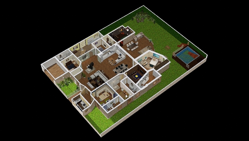 Big country house  3d design picture null