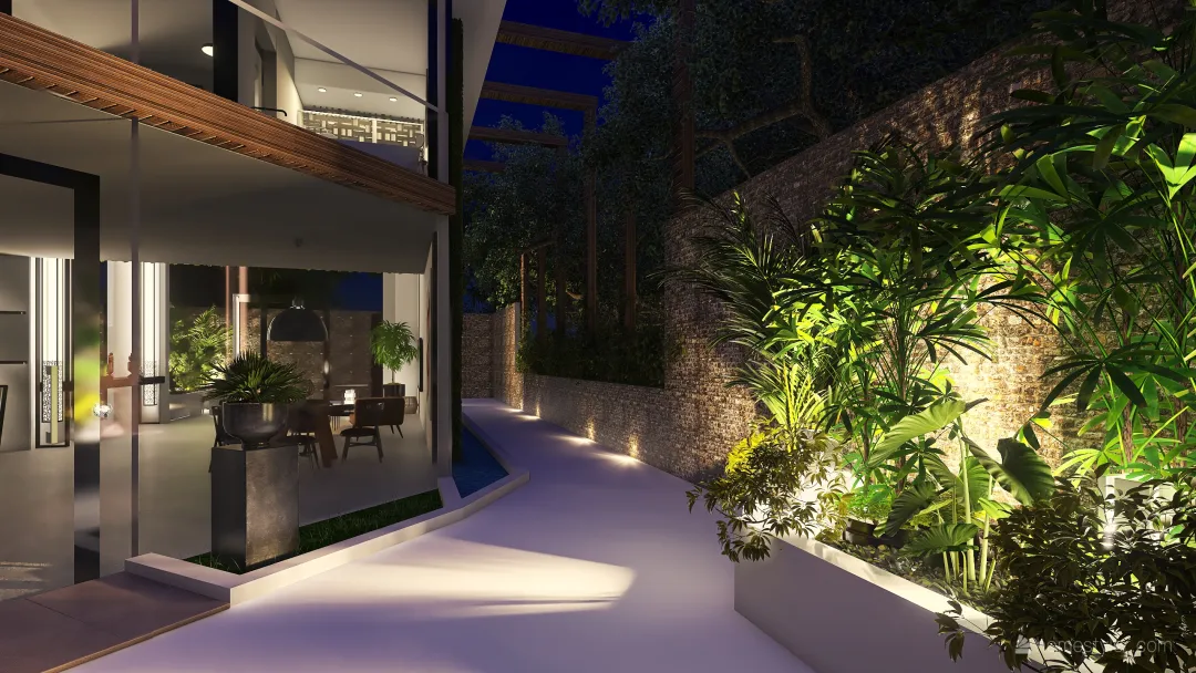 Modern Farmhouse TropicalTheme Modern Countryside House Black White Beige WoodTones 3d design renderings