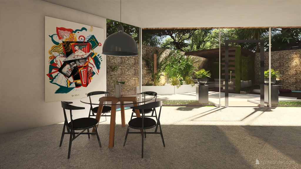 Modern Farmhouse TropicalTheme Black White Beige WoodTones Unnamed space 3d design renderings