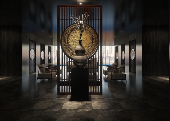 Oriental Contemporary loft.  Design Rendering