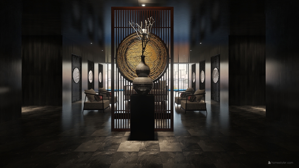 Oriental Contemporary loft. 3d design renderings