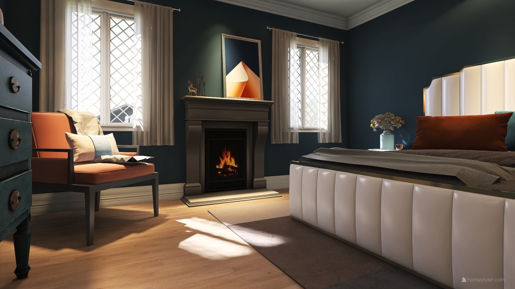 Blue bedroom 3d design renderings