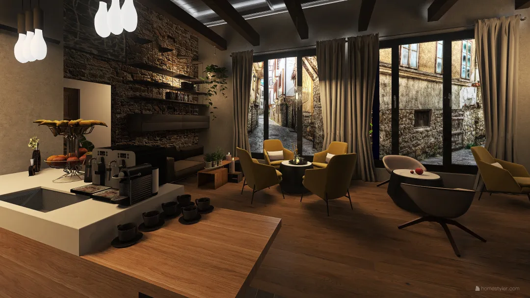 coffee shop in Ohrid 3d design renderings