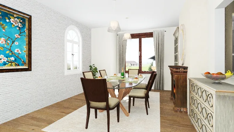 100 yr cottage - DINING ROOM 3d design renderings