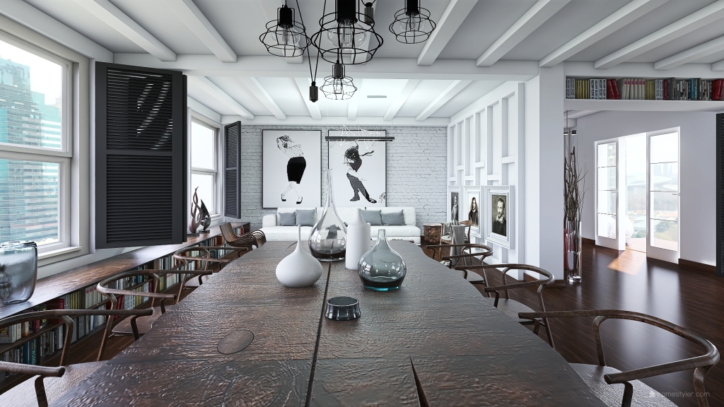 ArtDeco Bauhaus Modern Black White Grey Unnamed space 3d design renderings