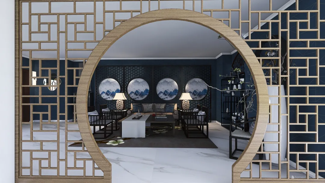 Single family home Chinese modern design 3d design renderings