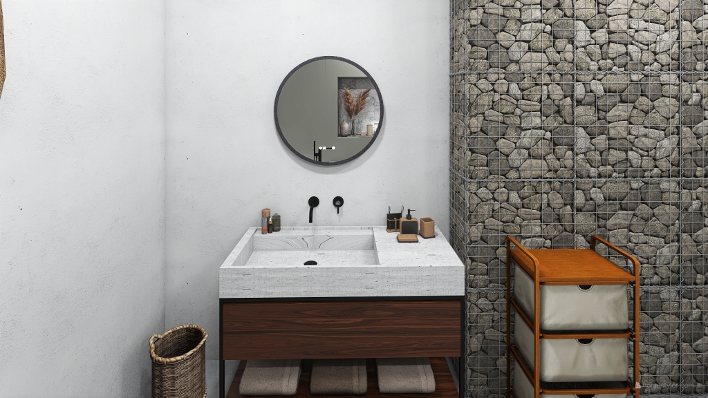 Contemporary Grey Beige Salle de bain 3d design renderings