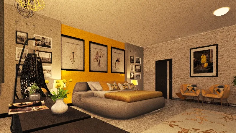 Yellow room 3d design renderings