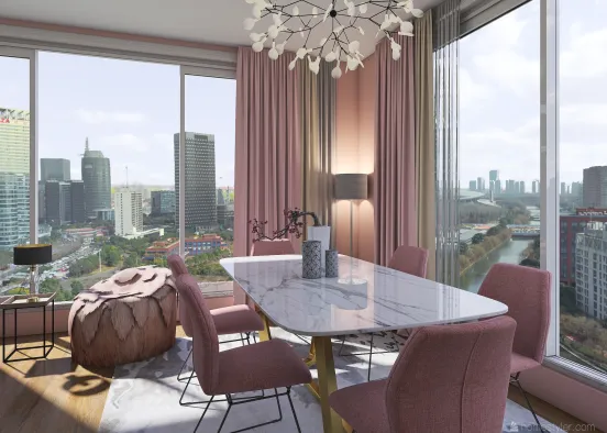 New York Loft -Cozy Pink Design Rendering