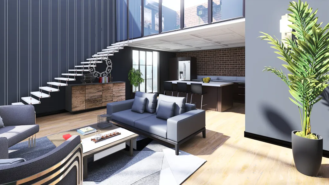 Loft industrial 3d design renderings