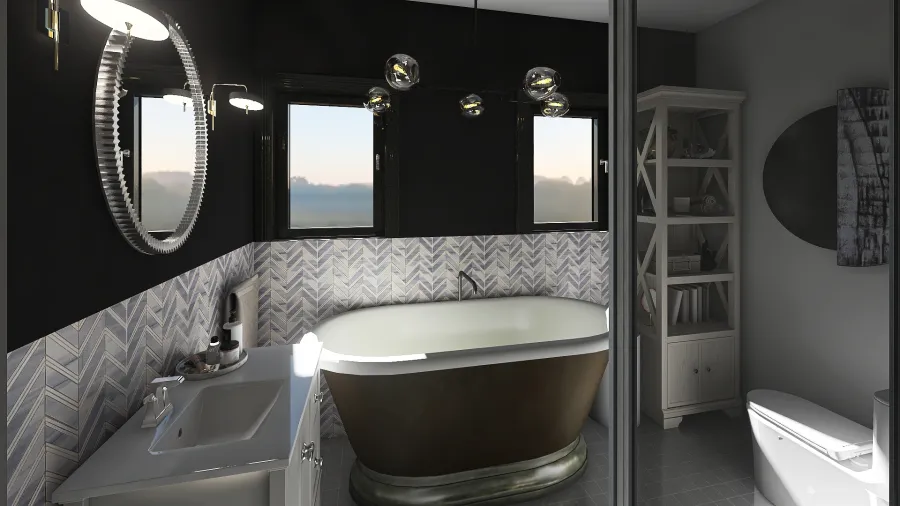 Hamptons Style Bathroom 3d design renderings