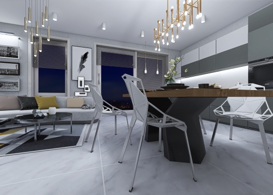 Modern 2 level family apartment Design Rendering