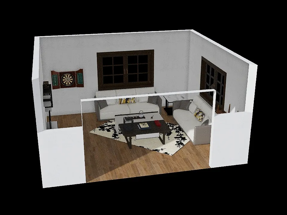 family room layout 3d design renderings